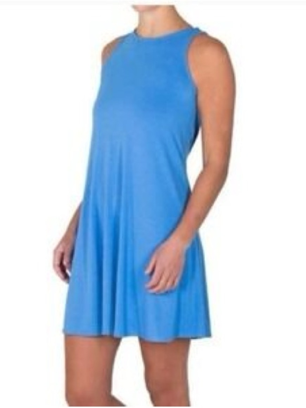 NWT Free Fly Apparel Sleeveless Bamboo Flex Dress in Surf Blue UPF 50 M